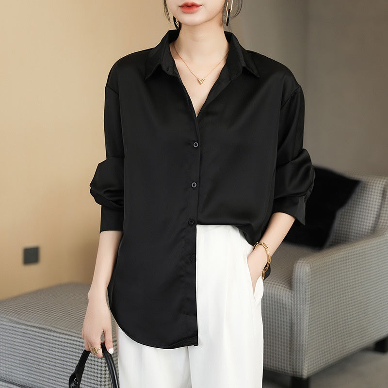 Women's Elegant Satin Blouse with Buttons | Ideal for Spring/Summer