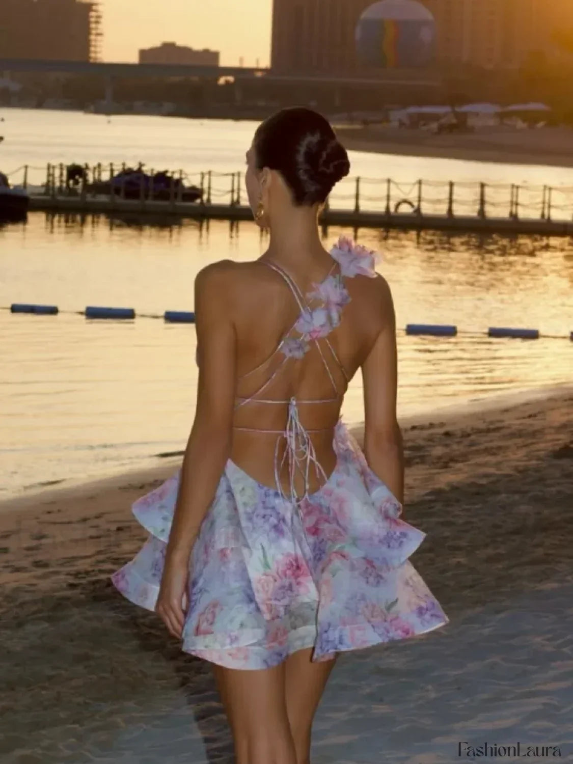 3D Floral Ruffled Mini Dress