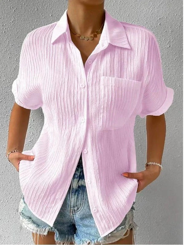Women's Classic Patterned Short Sleeve Blouse for Buttons | Ideaal voor Lente/Zomer
