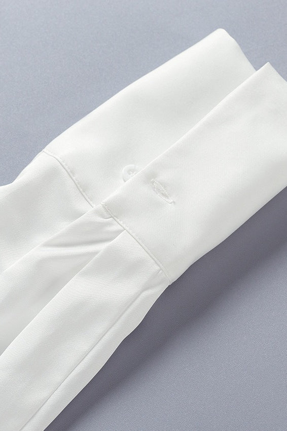 Long Sleeve White Tie Blouse