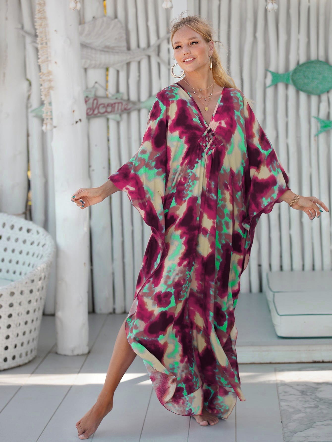 Summer Vacation Women Casual Beach Swimwear Outer Blouse Coverup Dress