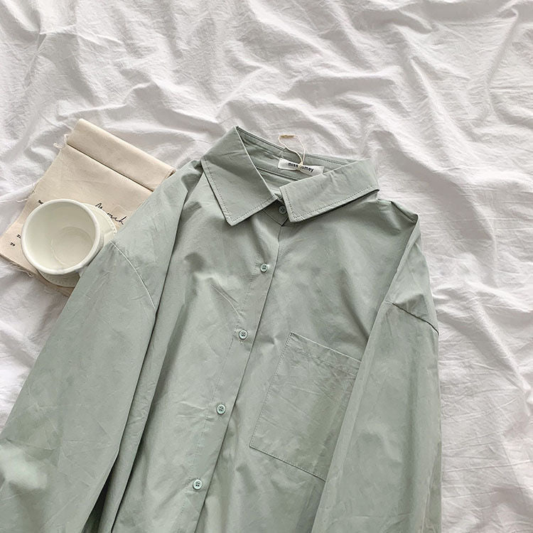Casual Basic Women Solid Color Summer Fashion Casual Long Sleeve Shirt Blouse