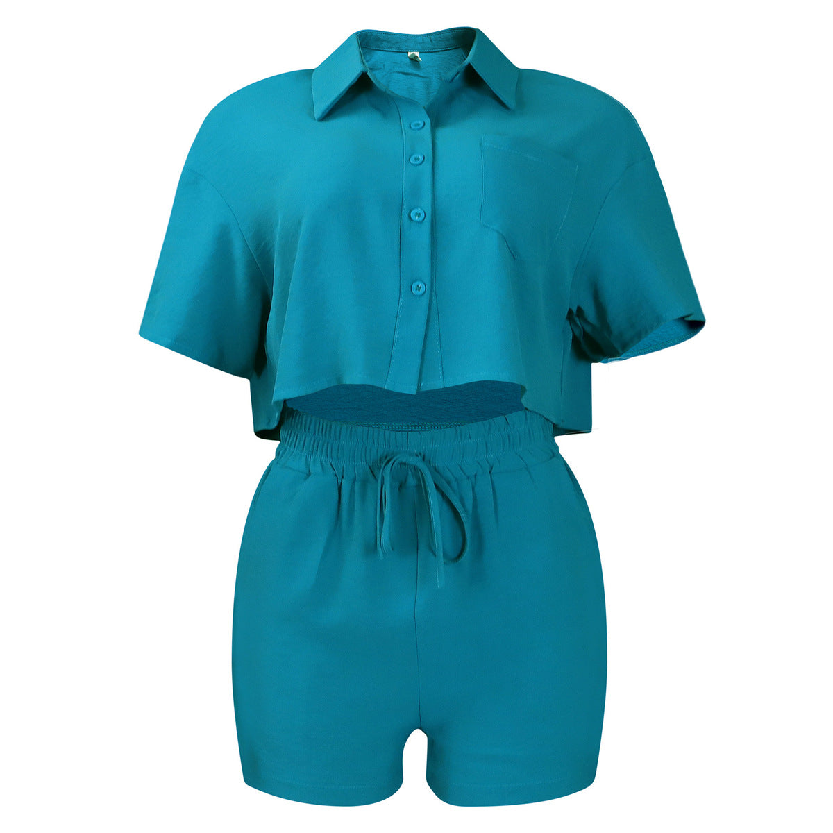 Women Casual Lapel Short Sleeve Shirt Blouse Shorts Fashion African Set