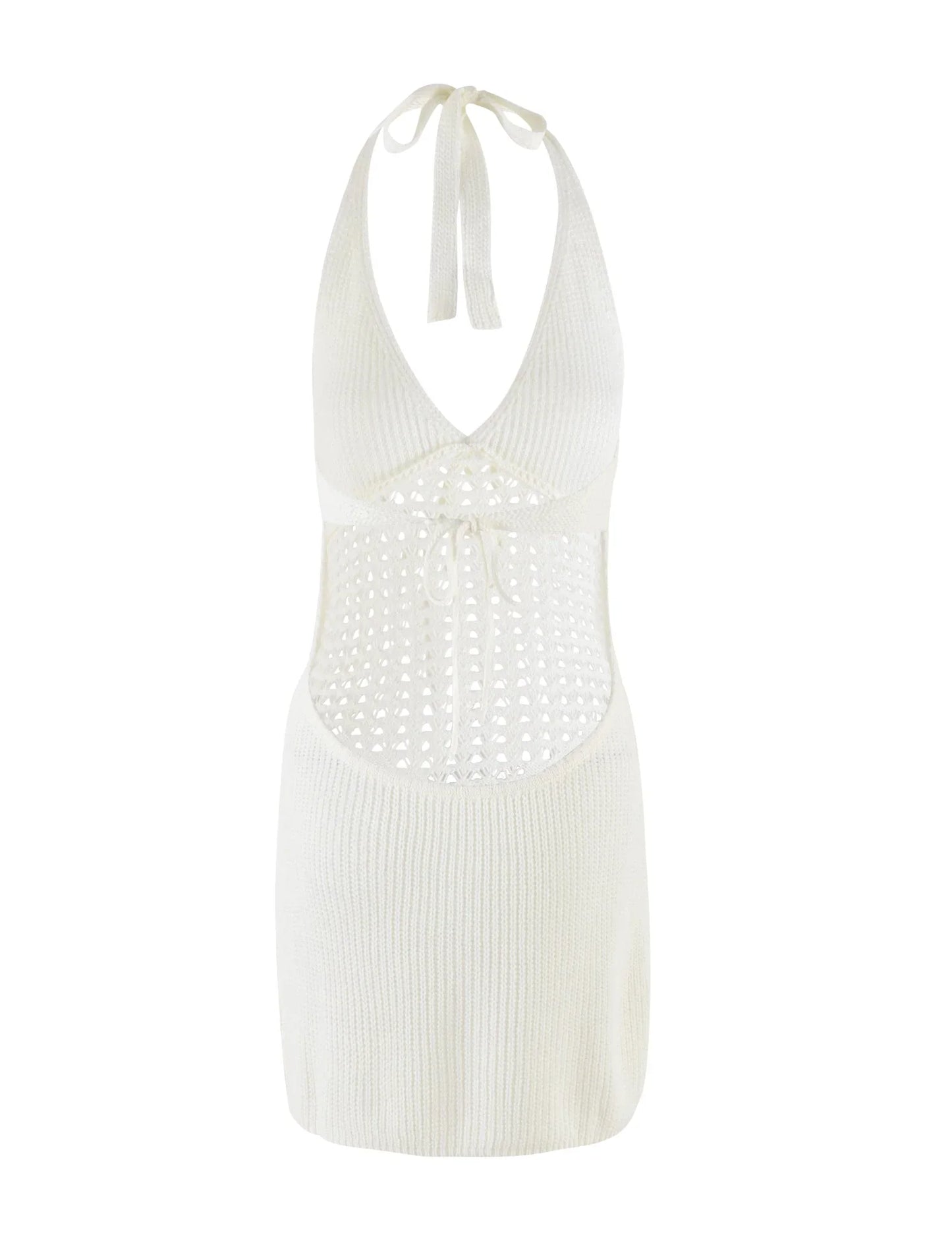 Auriella Crochet Halter Mini Dress