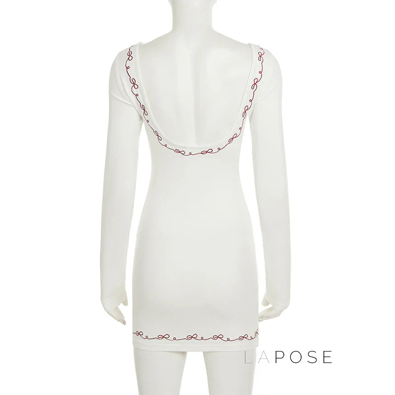 Frida Embroidered Long Sleeve Mini Dress