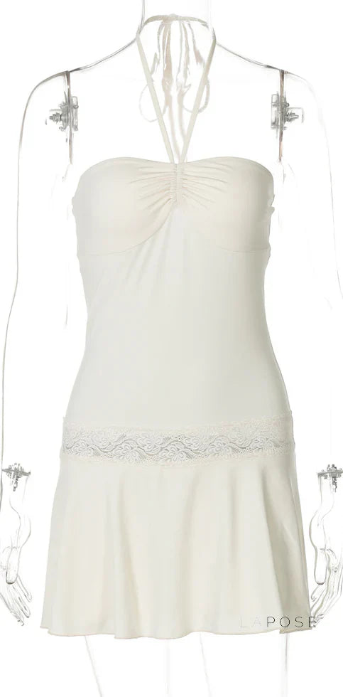 Haydee Lace Halter Mini Dress