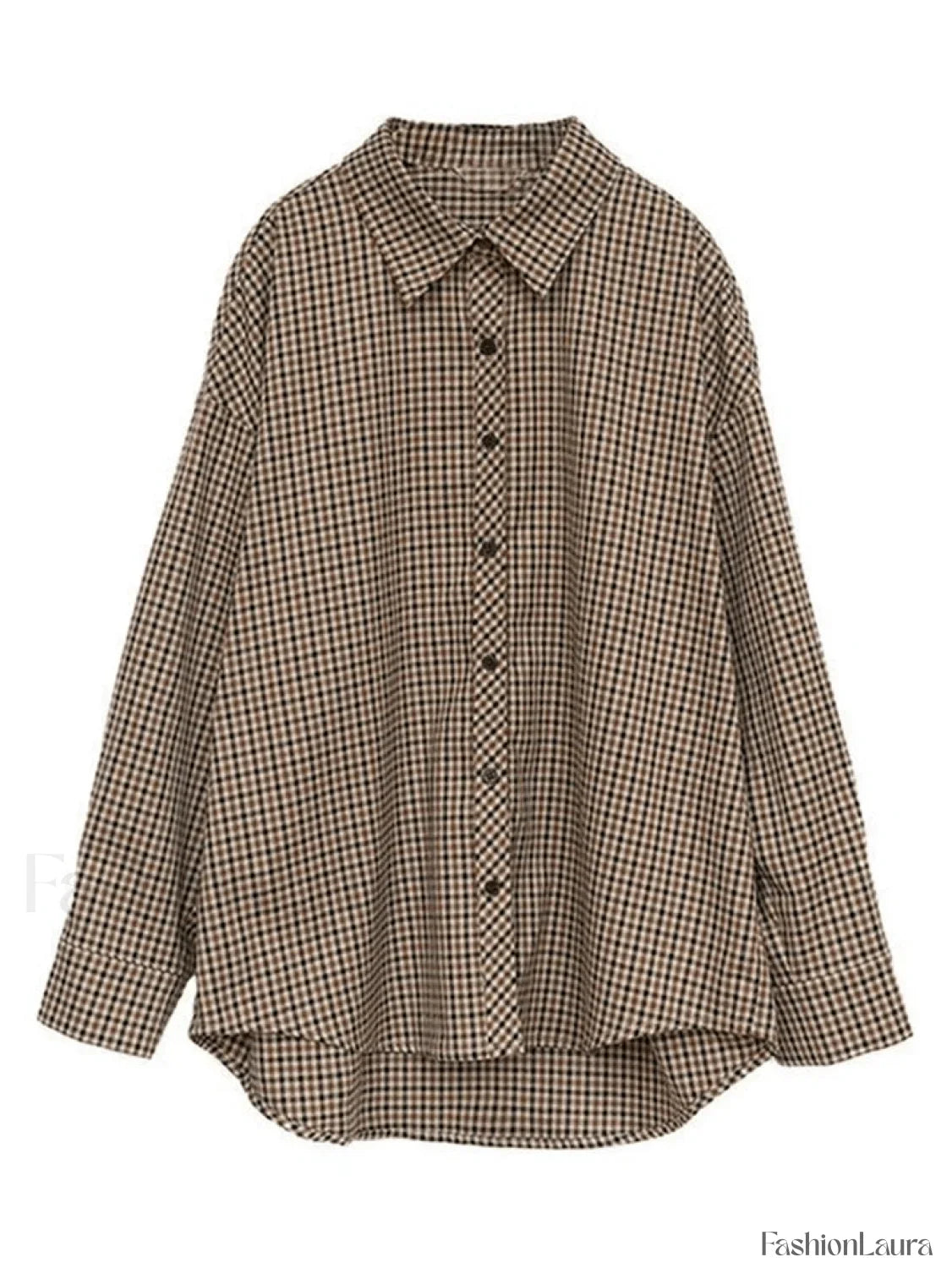 Vintage Long Sleeve Checkered Blouse