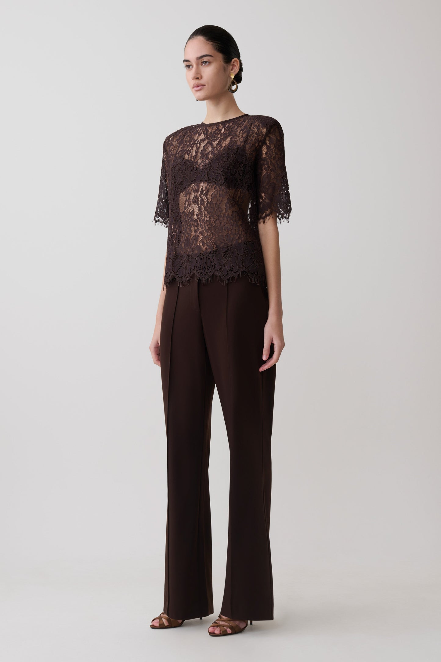 Darcie Fit And Flare Suiting Pants - Dark Chocolate