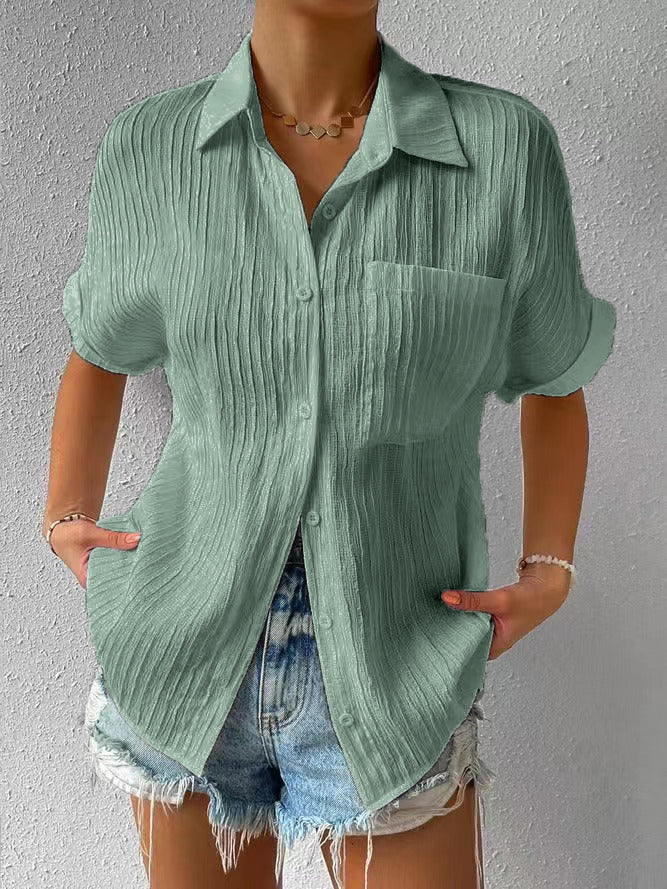 Women's Classic Patterned Short Sleeve Blouse for Buttons  | Ideaal voor Lente/Zomer