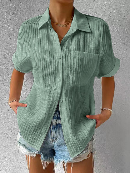 Women's Classic Patterned Short Sleeve Blouse for Buttons  | Ideaal voor Lente/Zomer