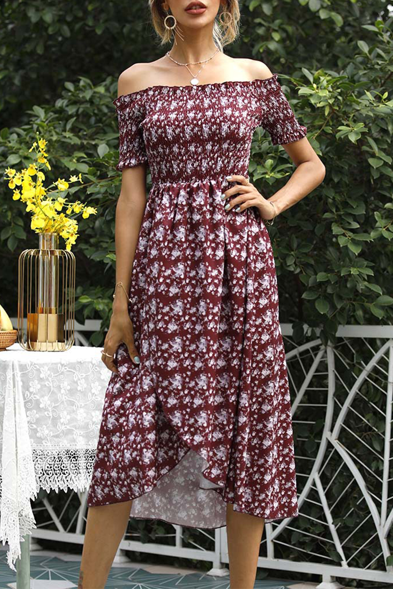Elegant Floral Off the Shoulder A Line Dresses(3 Colors)