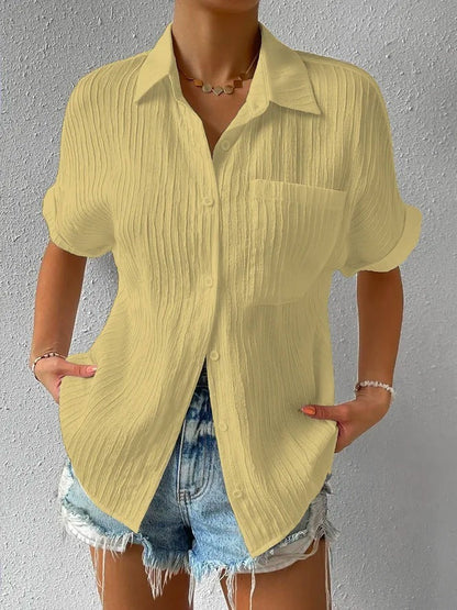 Women's Classic Patterned Short Sleeve Blouse for Buttons  | Ideaal voor Lente/Zomer