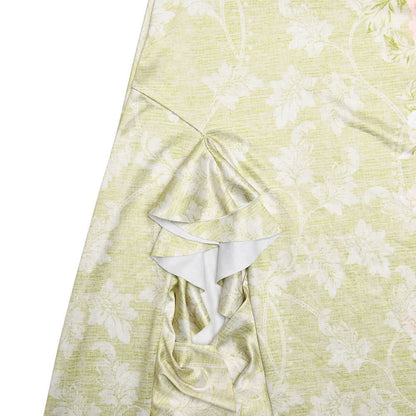 Slit ruffle flower print halter ruched mini dress  | Festival Outfits Women