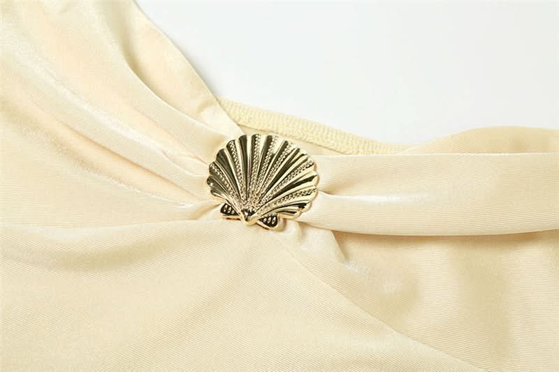 Halter sweetheart neck shell applique mini dress  | Festival Outfits Women