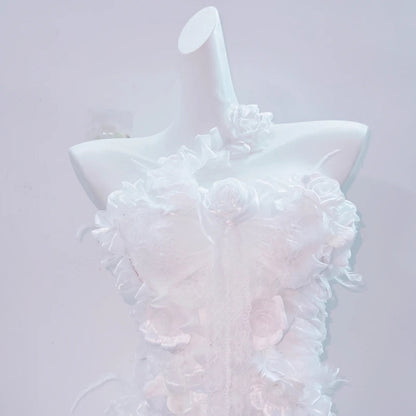 One shoulder lace hem flower applique mini dress  | Festival Outfits Women