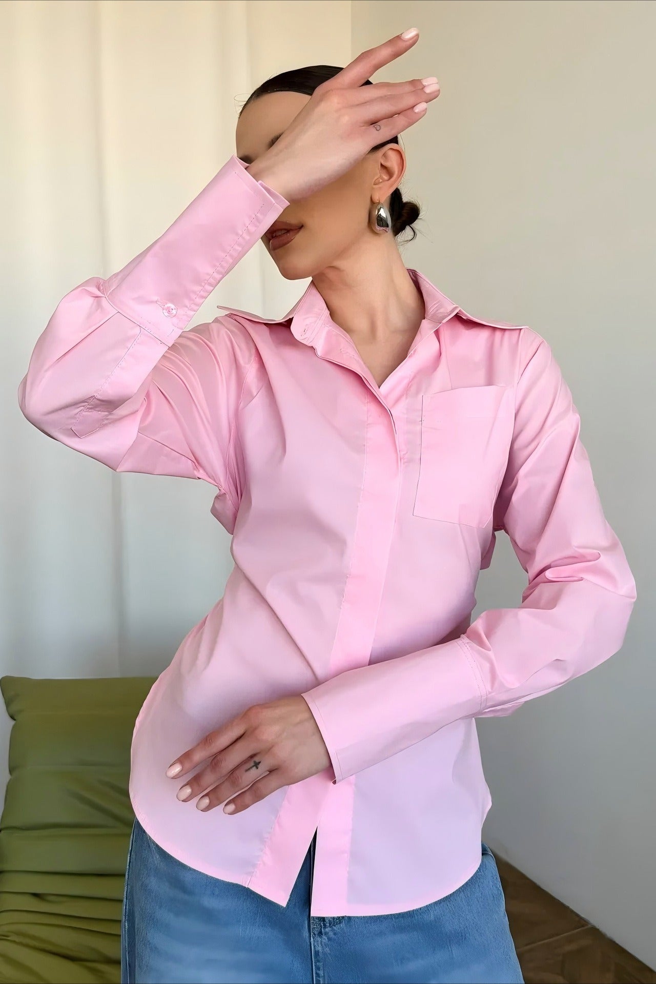 Versatile Lapel Collar Blouse