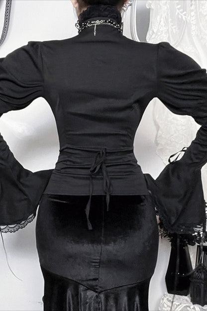 Versatile Dark Lolita Flare Sleeve Blouse