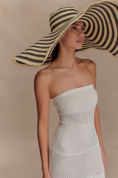 Cecil Straw Maxi Hat - Black And Neutral Stripe