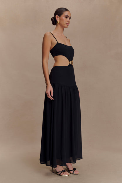 Georgina Chiffon Midi Dress - Black