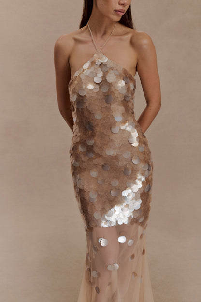 Jenny Hand Embellished Maxi Dress - Gold