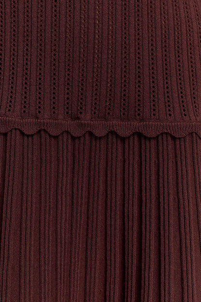 Adena Pointelle Knit Mini Dress - Chocolate