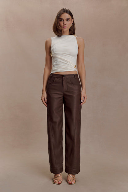 Amia Slinky Sleeveless Top With Hardware - Ivory