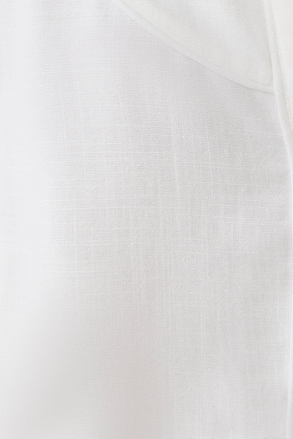 Selena Linen Short Sleeve Shirt - White