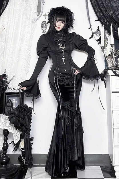 Vintage Dark Aesthetic Fitted Blouse