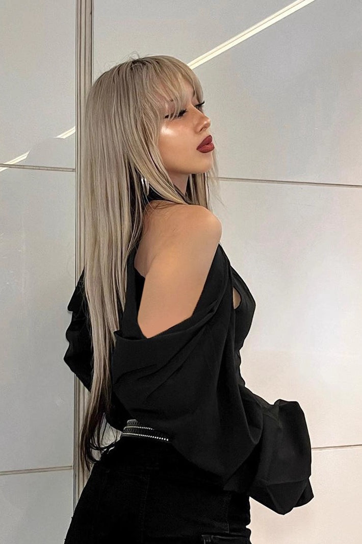 Gothic Stand Collar Button Down Blouse