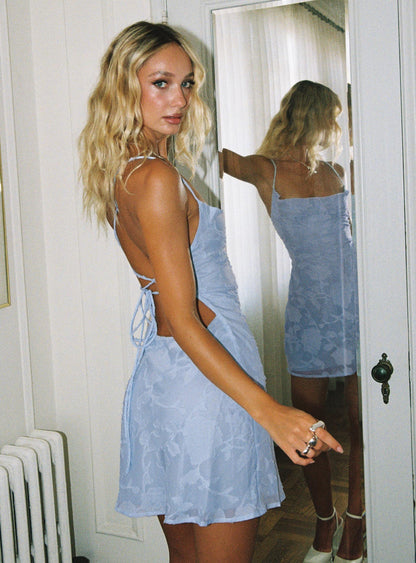 Celena Mini Dress Light Blue Burnout Petite