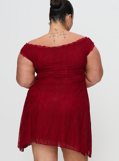 La Dolce Vita Lace Mini Dress Red