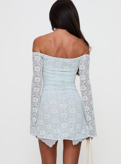 Marceleine Long Sleeve Mini Dress Baby Blue