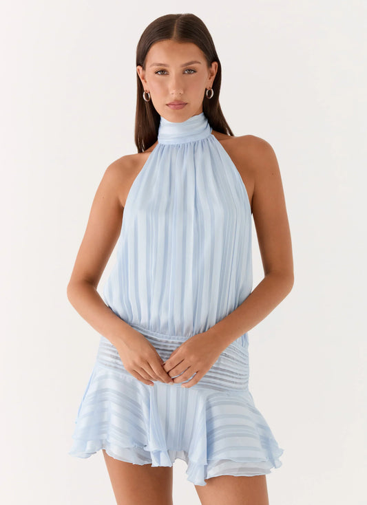 Willow Chiffon Mini Dress - Blue
