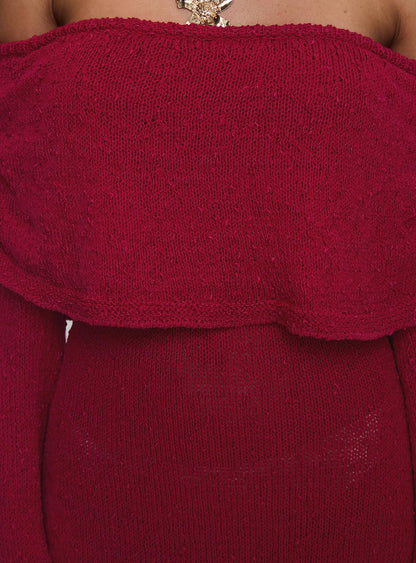 Aleyah Long Sleeve Maxi Dress Burgundy