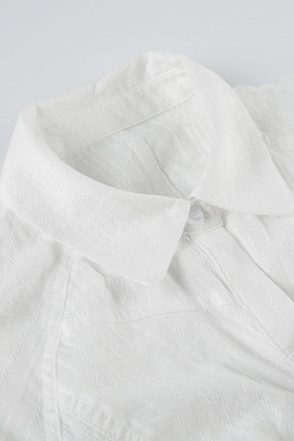 Slim Fit Short Sleeve Textured Blouse