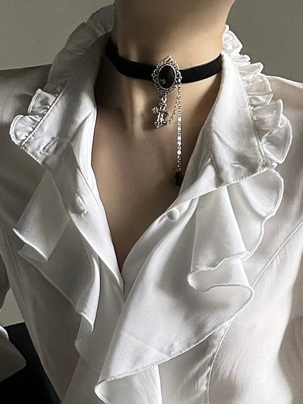 Gothic Ruffled Chiffon Blouse