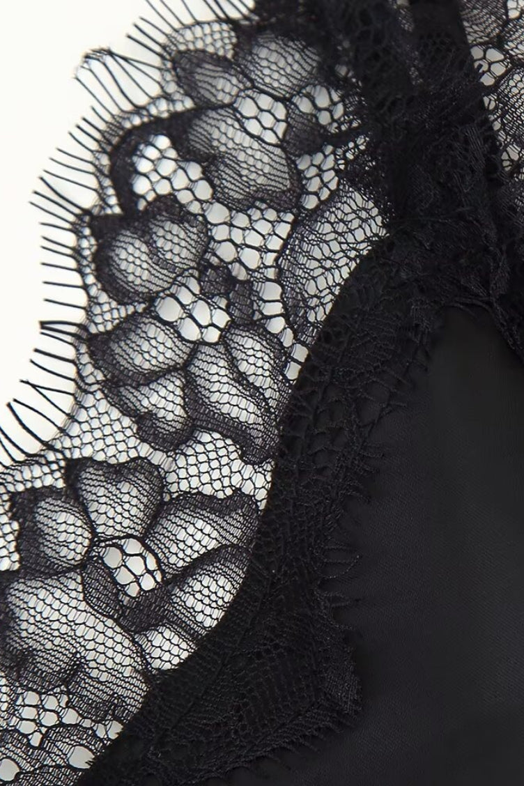Alluring Asymmetric Lace Trim Fitted Mini Dress