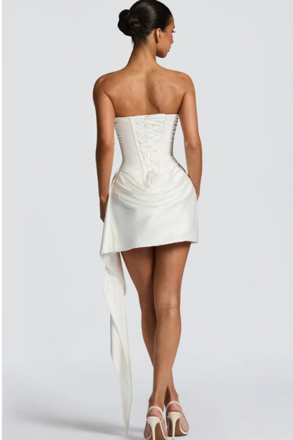Strapless Scarf Detail Bodycon Sexy Mini Dress