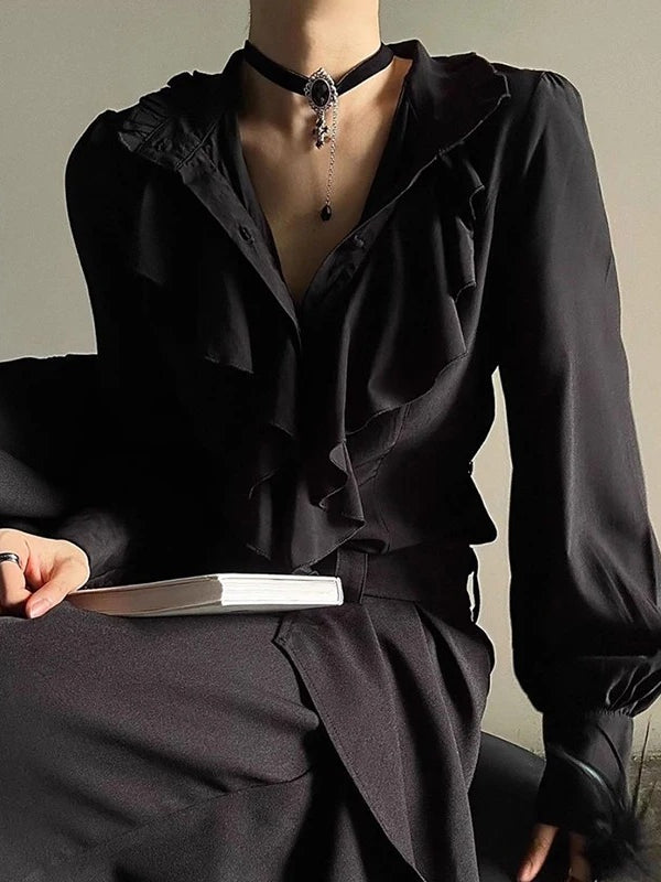 Gothic Ruffled Chiffon Blouse