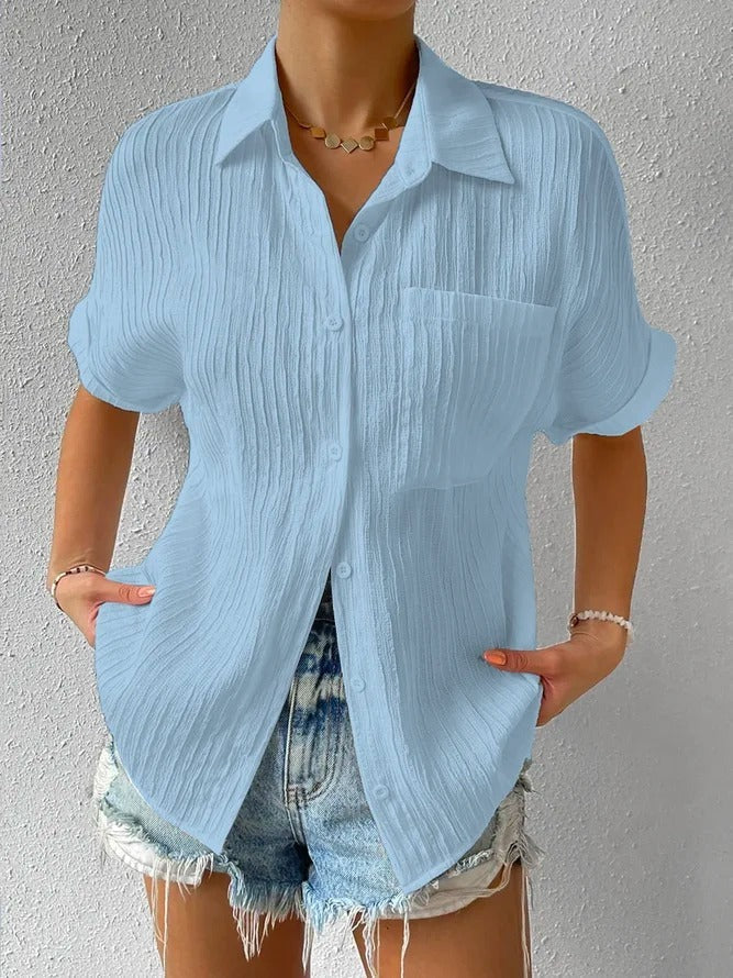 Women's Classic Patterned Short Sleeve Blouse for Buttons  | Ideaal voor Lente/Zomer