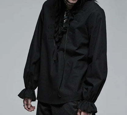 Black Gothic Embroidered Lace Blouse