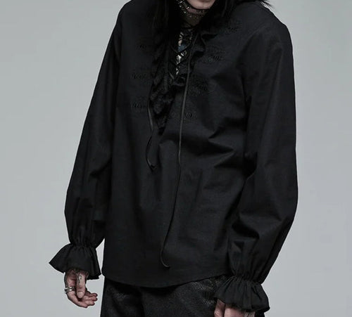 Black Gothic Embroidered Lace Blouse