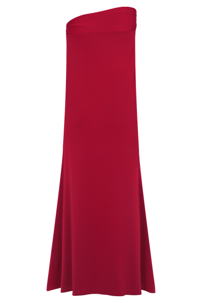 Ainsley Asymmetrical Maxi Skirt With Floral Hardware - Fuchsia Pink