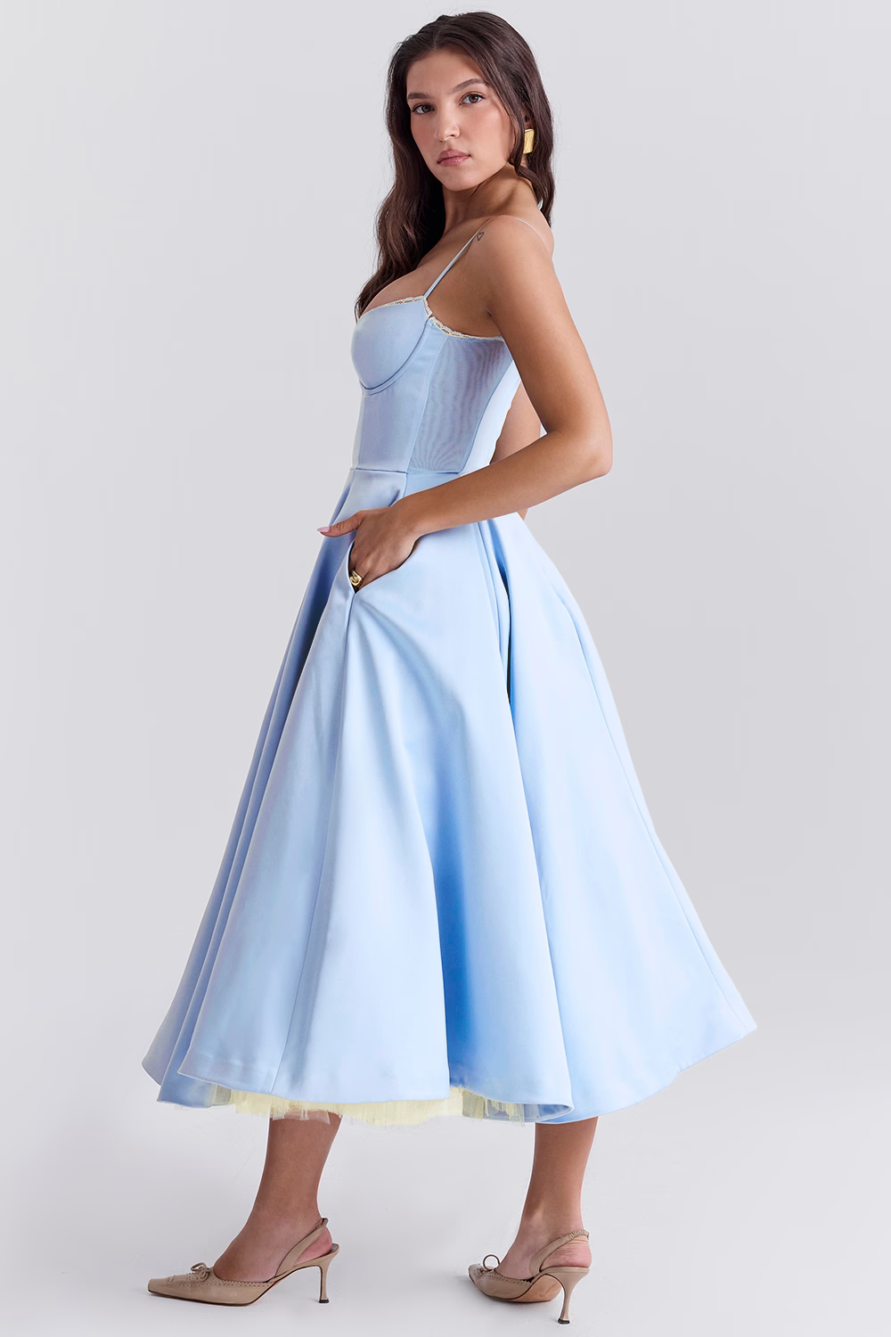 Katey - Elegant Tulle Midi Dress for Women