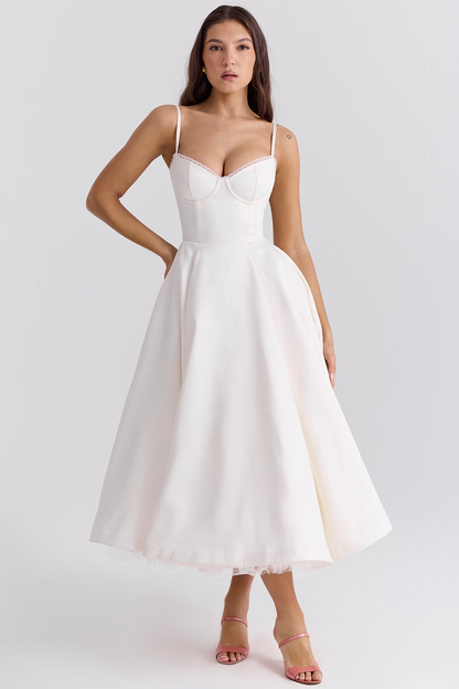 Katey - Elegant Tulle Midi Dress for Women