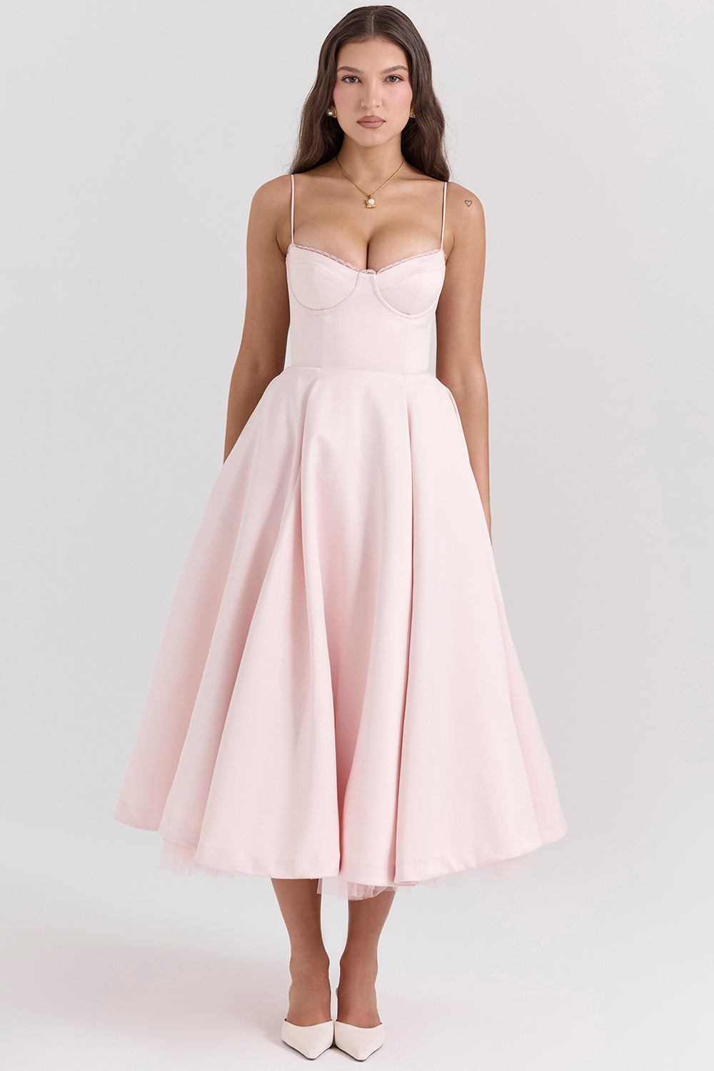 Katey - Elegant Tulle Midi Dress for Women