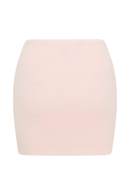Monroe Embroidered Knit Mini Skirt - Baby Pink And Ivory