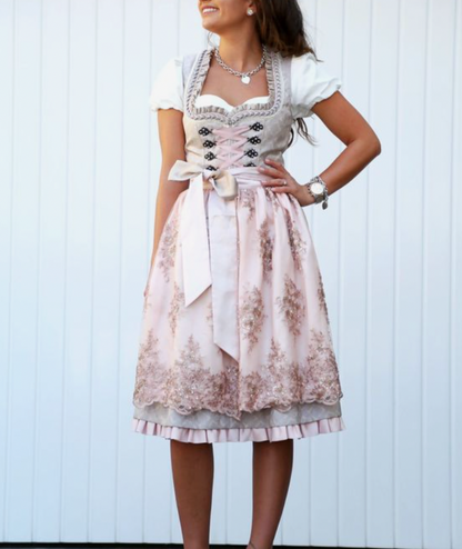 Women's Squareneck Midi Dress with Lace | Ideal for Spring/Summer