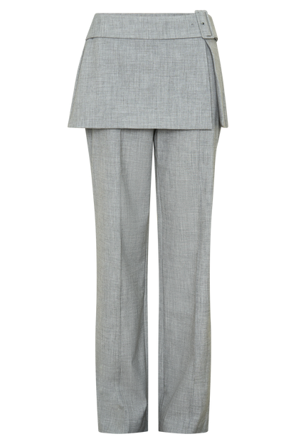 Daisy Wrap Skirt Straight Leg Pants - Charcoal Marle