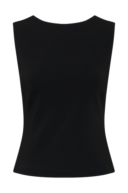 Kyra Open Back Scuba Crepe Top - Black